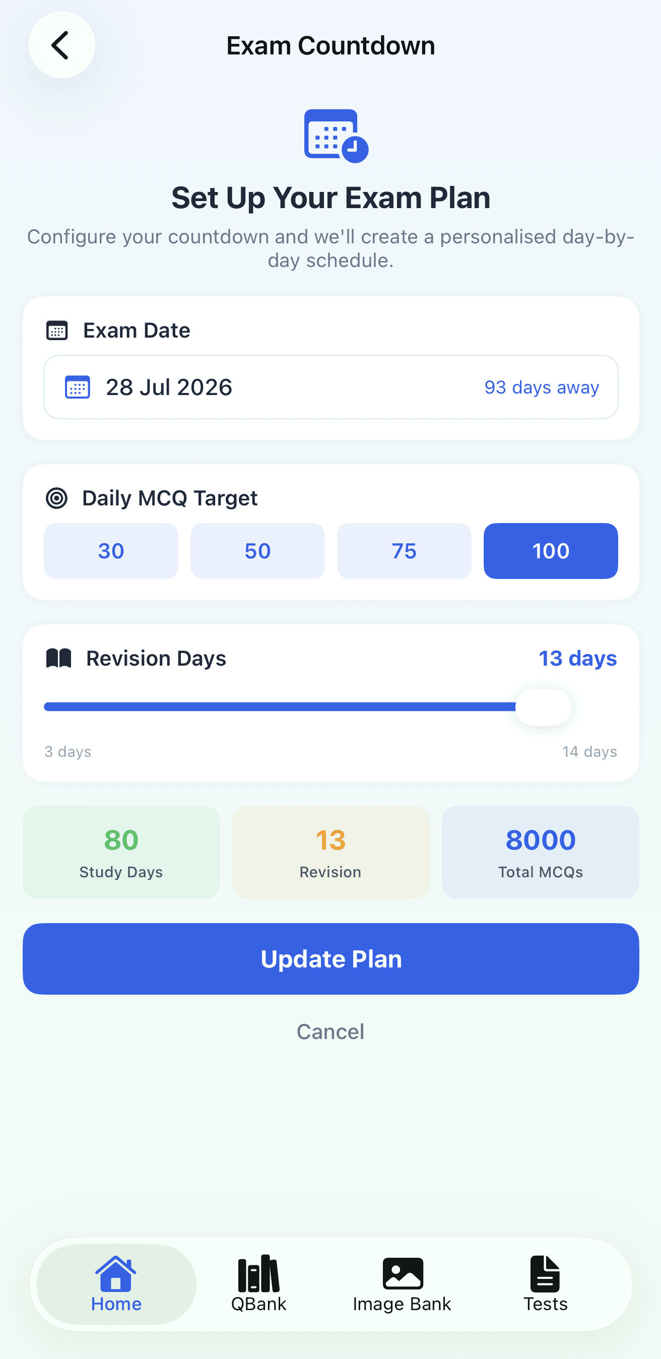 AI Exam Countdown Planner